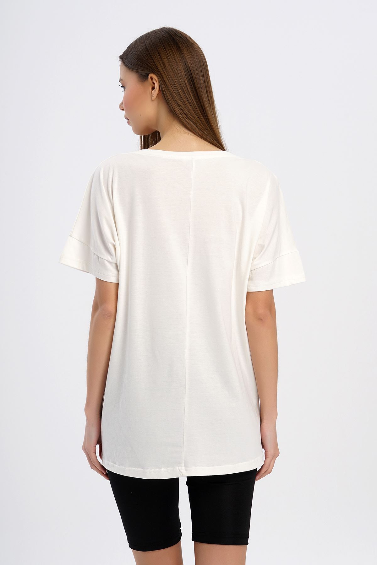 Baskılı T-shirt-Beyaz