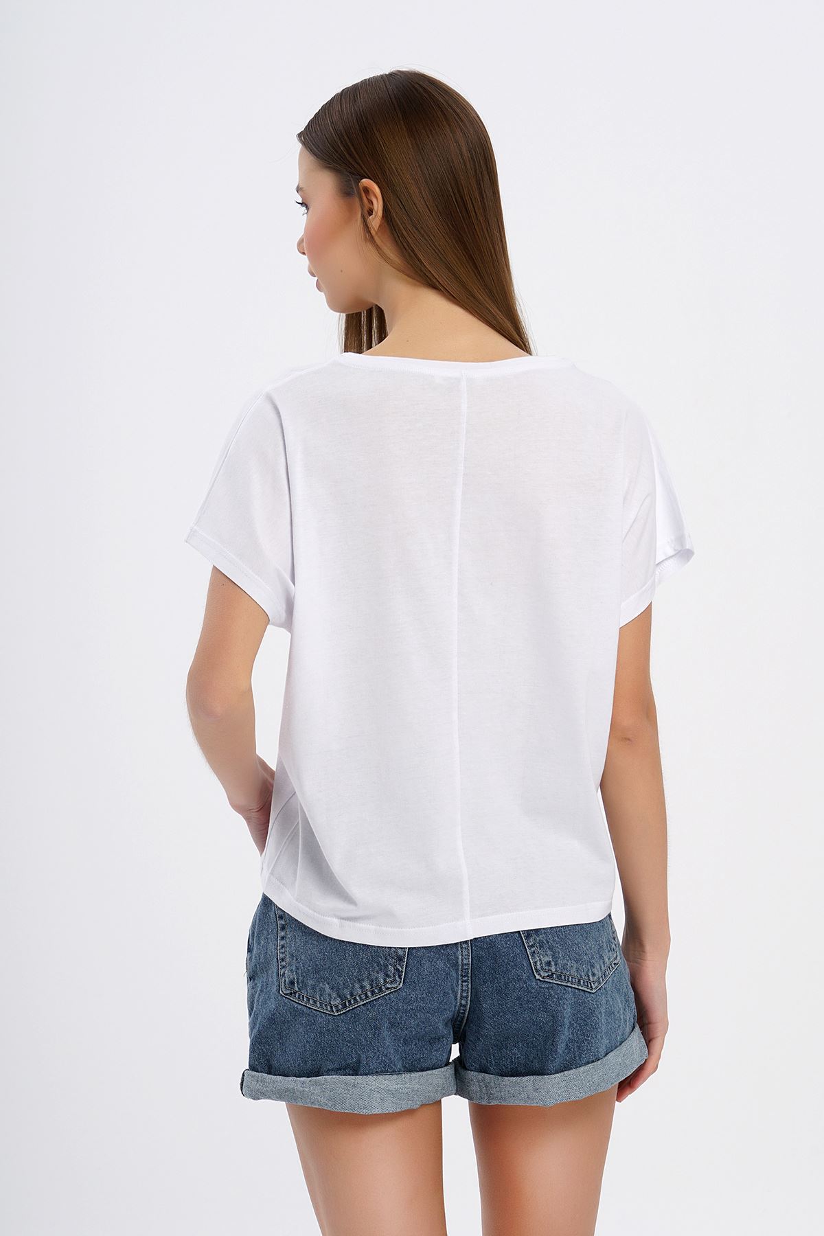 Nakışlı T-shirt-Beyaz